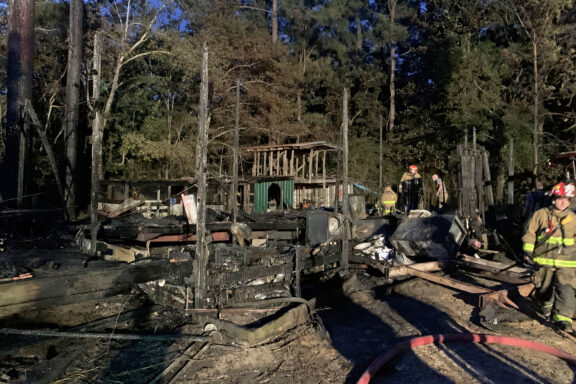 Firefighters on Scene of Burned Down Mobile Home in Freeport