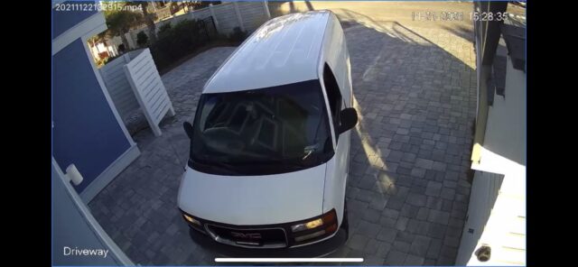 video surveillance of a white van