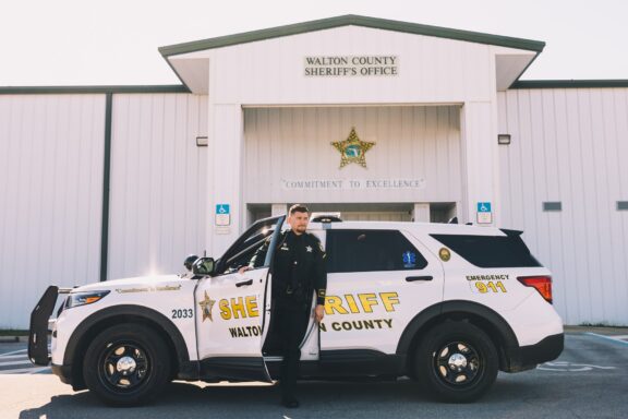 A deputy exiting his vehicle