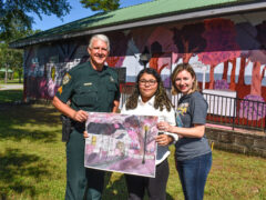 Sergeant Wendel with Ms. Dotson and Hiromi Flores