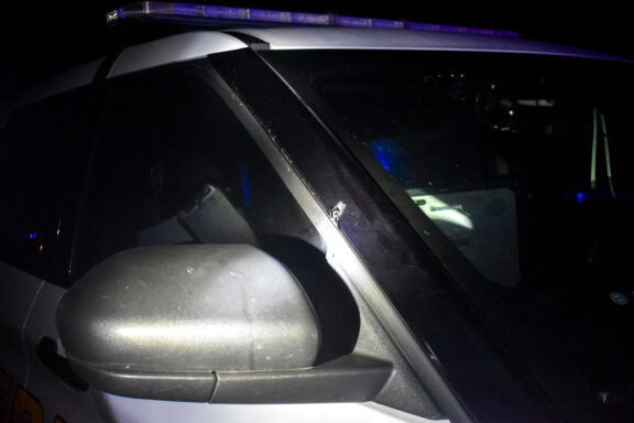 bullet graze on WCSO deputy patrol car