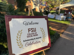 Sign with FSU insignia indicated an award dinner