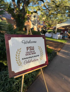 Sign with FSU insignia indicated an award dinner